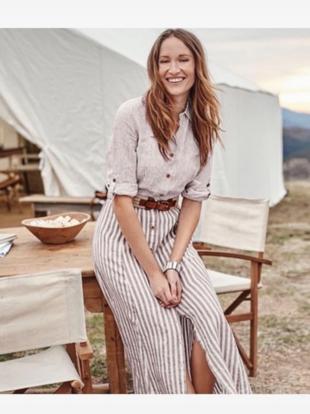 J. Jill | Latte / White Linen Long Button Up
Shirtdress
